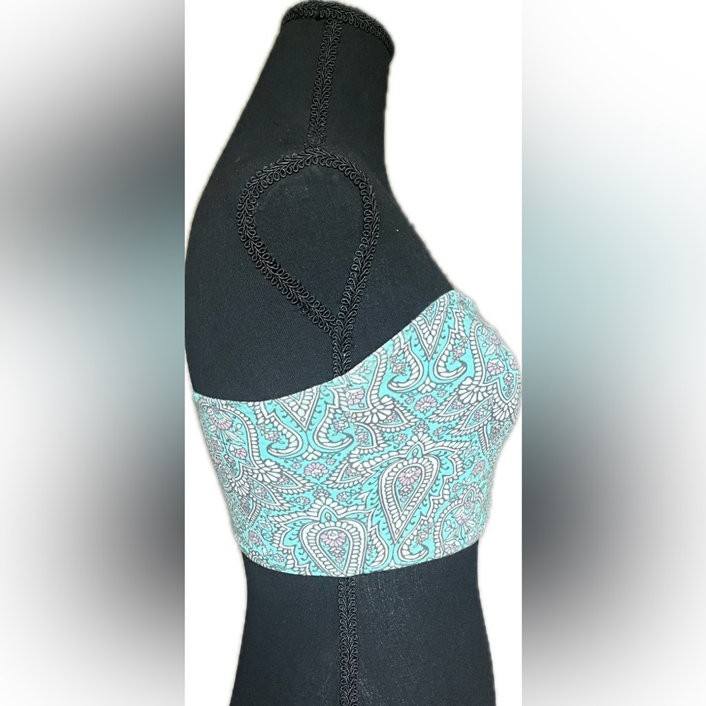 Strapless Reversible Paisley/Teal Tube Top. Women’s size S/M - Picture 5 of 8
